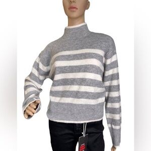 ULTRA FLIRT Striped Mock-Turtleneck Sweater
